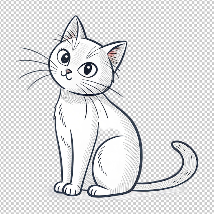 PSD illustration de contour de chat dessinée à la main