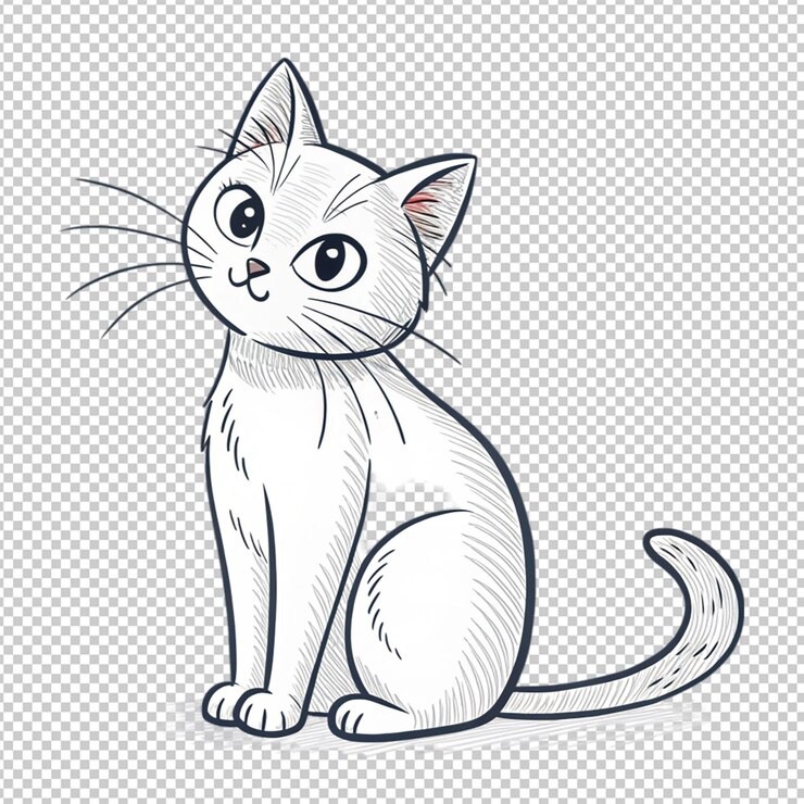 PSD illustration de contour de chat dessinée à la main