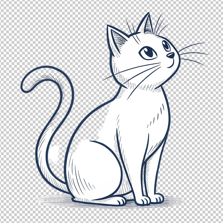 PSD illustration de contour de chat dessinée à la main