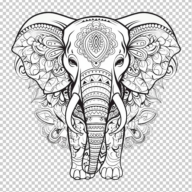 Illustration De Contour D'éléphant Dessinée à La Main Png