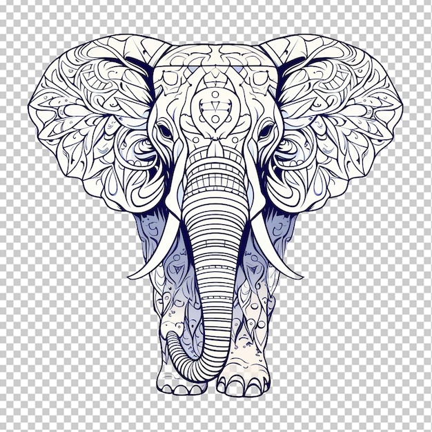 Illustration De Contour D'éléphant Dessinée à La Main Png