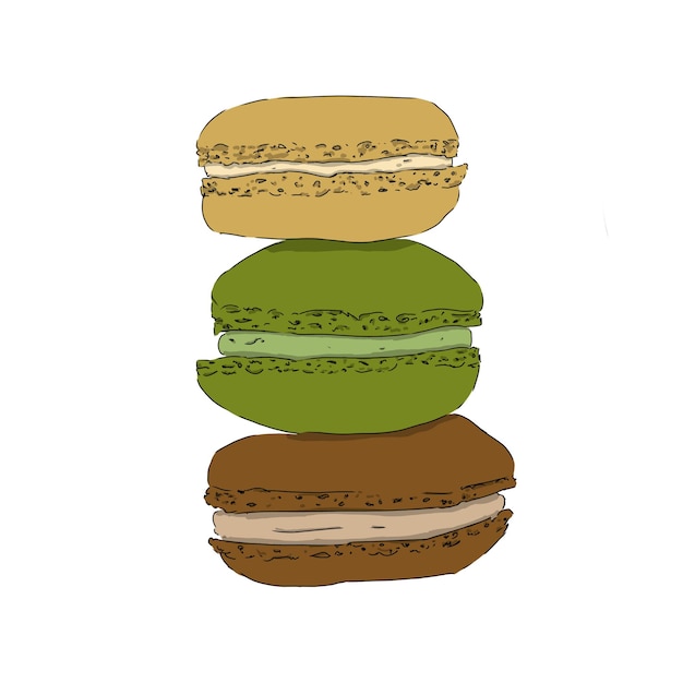 Illustration en couleurs de cuisson de gâteaux de macarons