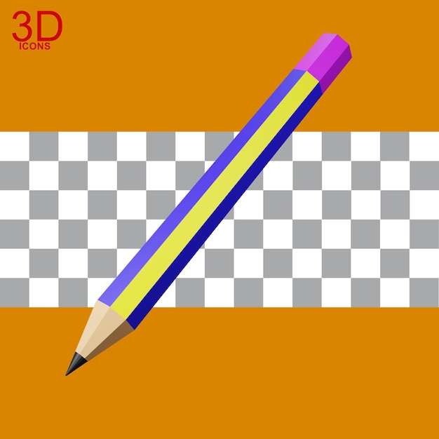 Illustration De Crayon 3d Bleu Et Jaune