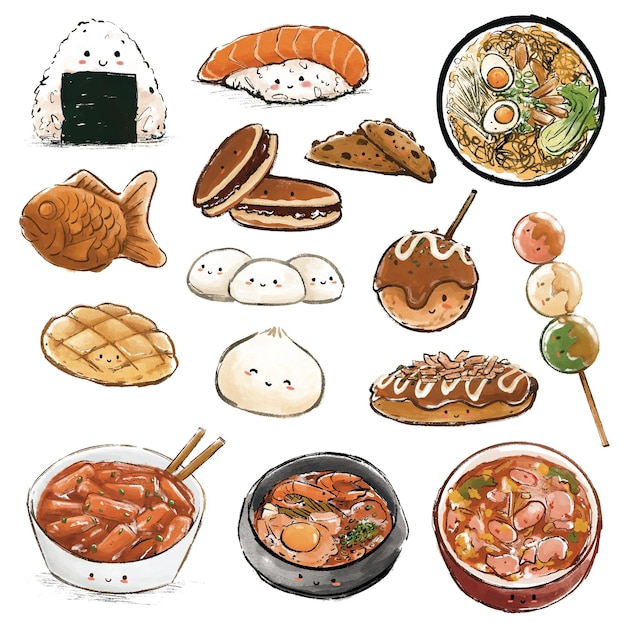 PSD illustration de la cuisine asiatique