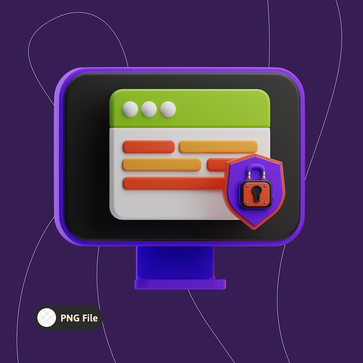 PSD illustration de cybersécurité en 3d