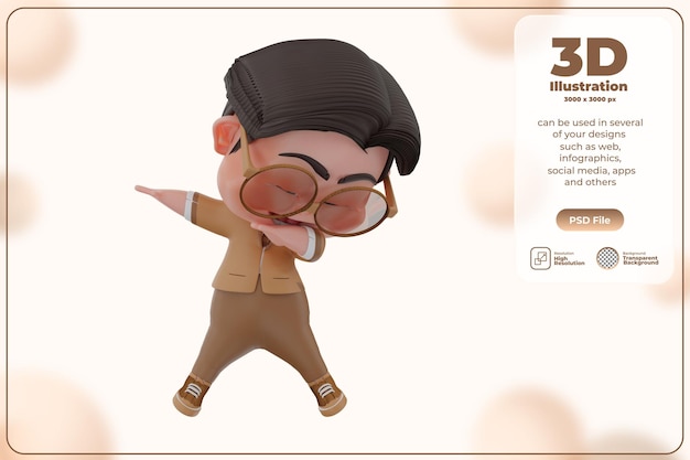 PSD illustration de danse de personnage 3d