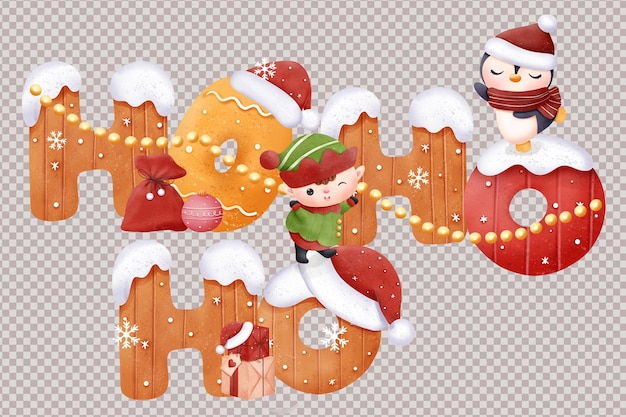 PSD illustration décorative de noël ho ho ho