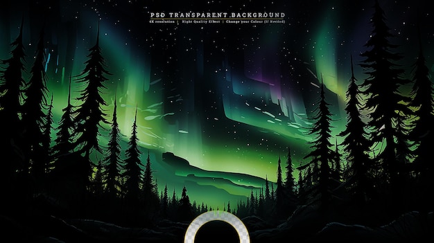 PSD illustration der aurora borealis-naturlichkeitsshow