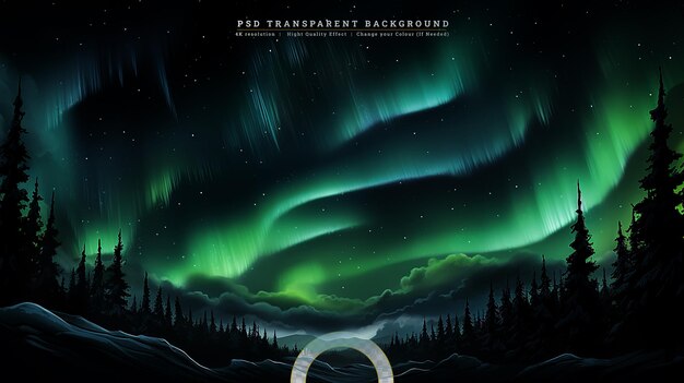 PSD illustration der aurora borealis-naturlichkeitsshow