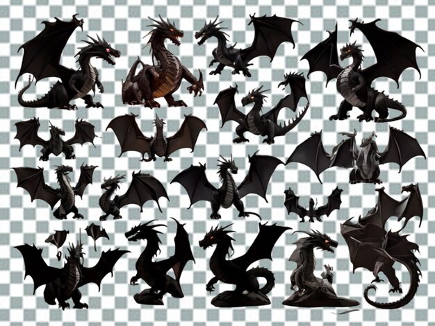 PSD illustration der flachen silhouette des drachen