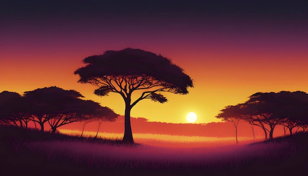 PSD illustration der savanne-landschaft