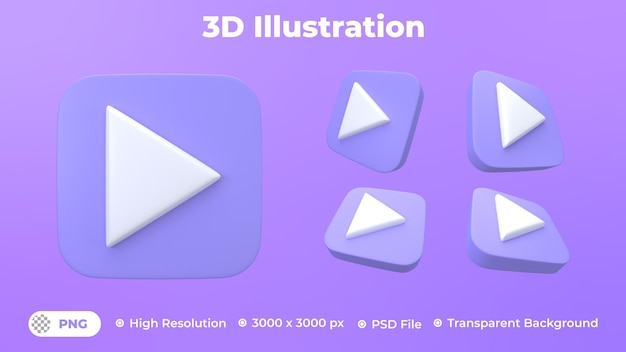 Illustration des 3D-Play-Button-Sets