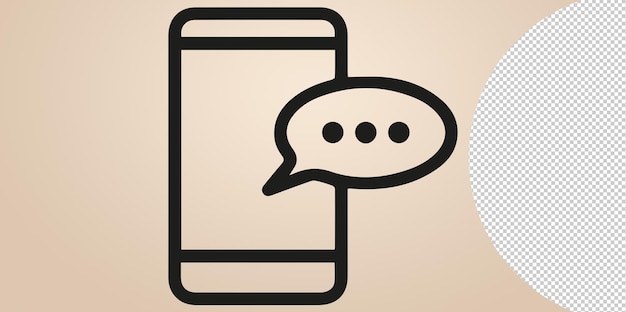 PSD illustration des handy-chat-symbols in dunkler farbe und transparentem hintergrund