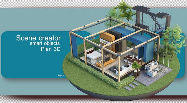 PSD illustration des inneren grundrisses und der architektur