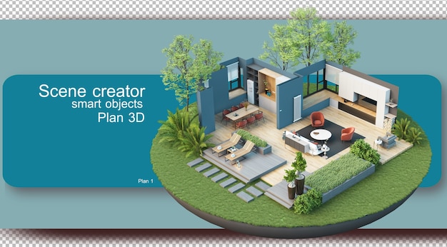 PSD illustration des inneren grundrisses und der architektur