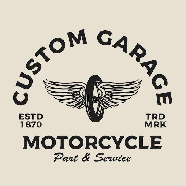 Illustration des Logos einer Vintage-Motorradgarage