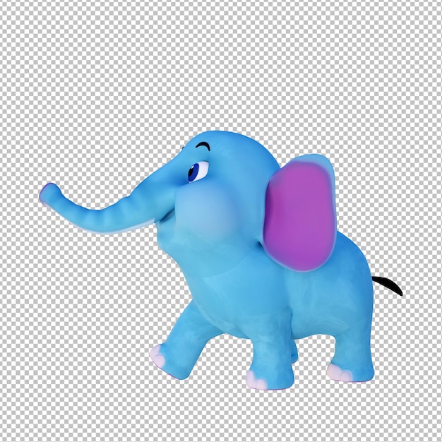 PSD illustration de dessin animé 3d mignon petit éléphant marchant heureux