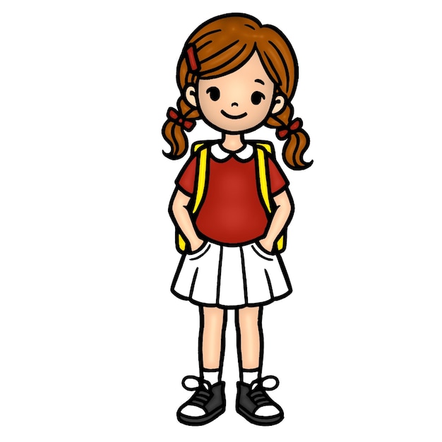 Illustration de dessin animé d'une écolière mignonne