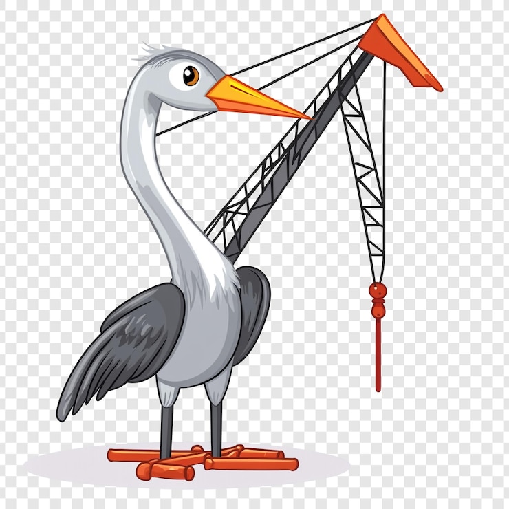 PSD illustration de dessin animé de l'oiseau grue