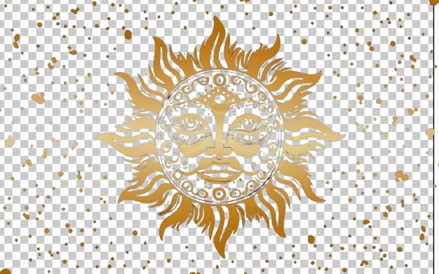 PSD illustration dessinée à la main du soleil brillant élément de style boho créatif