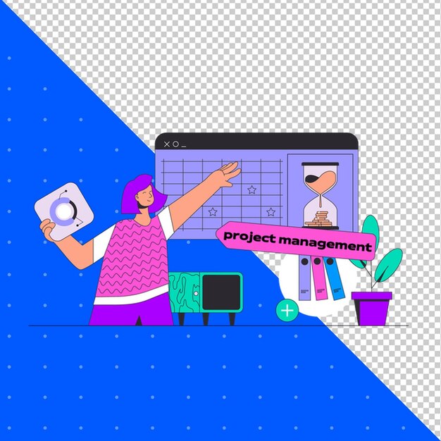 Illustration dessinée à la main Vector plat pour le travail Bureau Affaires et projets PNG Arrière-plan transparent