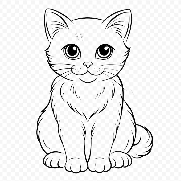 PSD illustration détaillée de l'art en ligne d'animaux sur un fond transparent