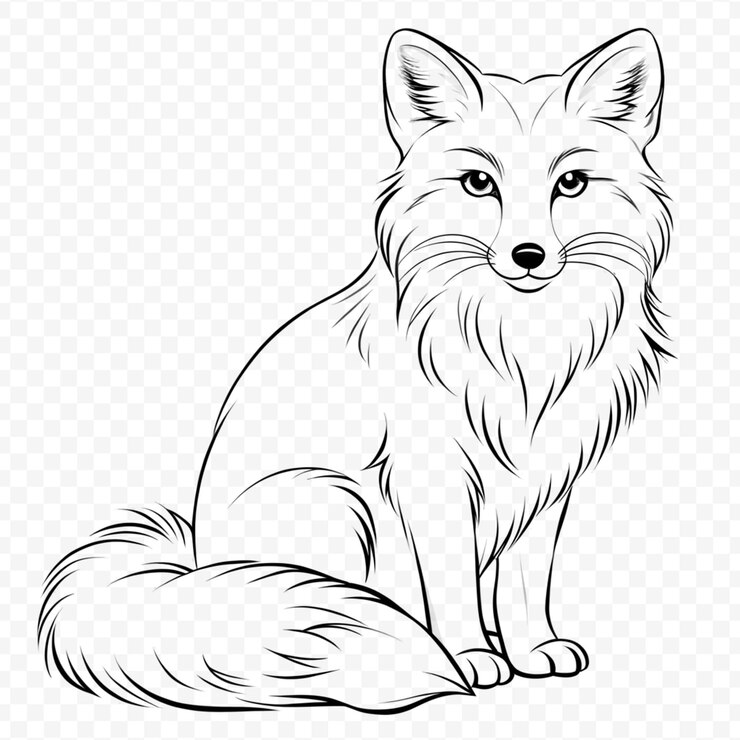 PSD illustration détaillée de l'art en ligne d'animaux sur un fond transparent