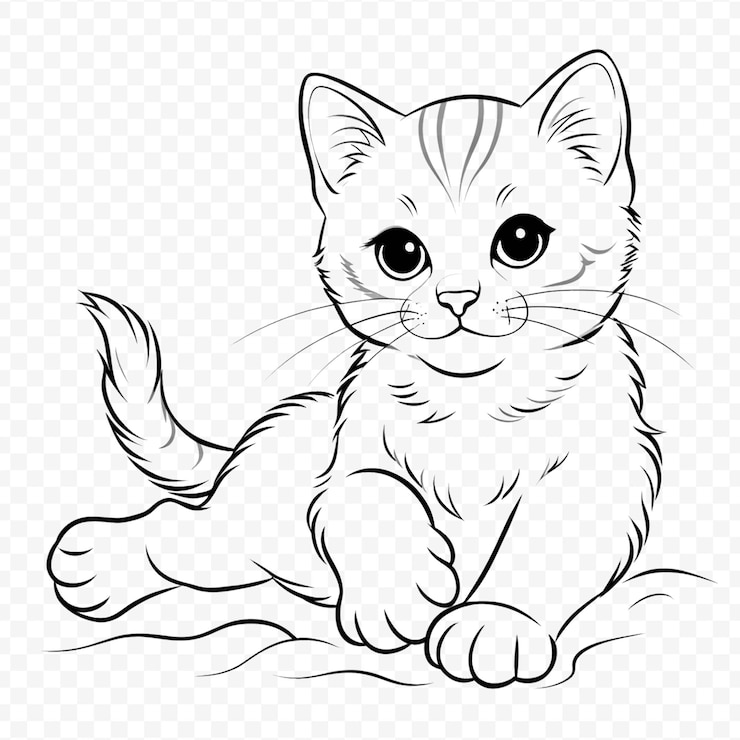 PSD illustration détaillée de l'art en ligne d'animaux sur un fond transparent