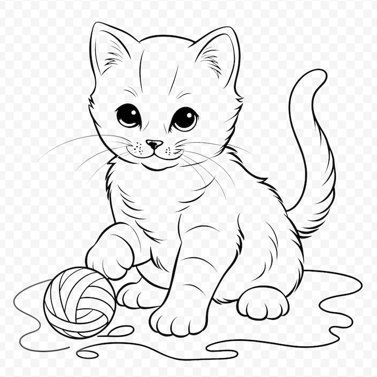 PSD illustration détaillée de l'art en ligne d'animaux sur un fond transparent
