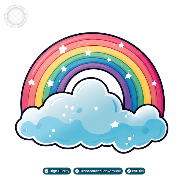 PSD illustration, die die symbolik und freude des regenbogen-designs zeigt