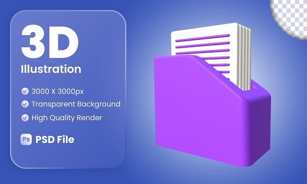 PSD illustration de documents de bureau 3d