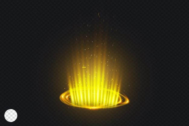 illustration dorée de l'effet de portail de lumière rougeoyante avec des lumières rougeoyantes sur fond sombre