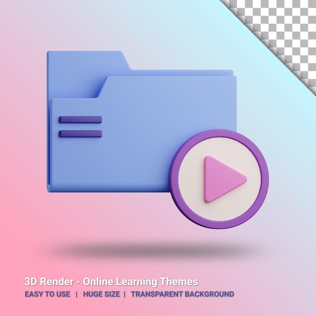 PSD illustration de dossier vidéo 3d avec fond transparent