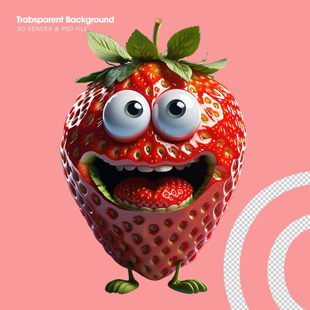 PSD illustration drôle de fraise