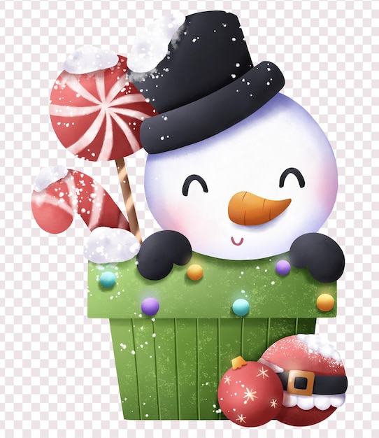 PSD l'illustration du bonhomme de neige joyeux de noël