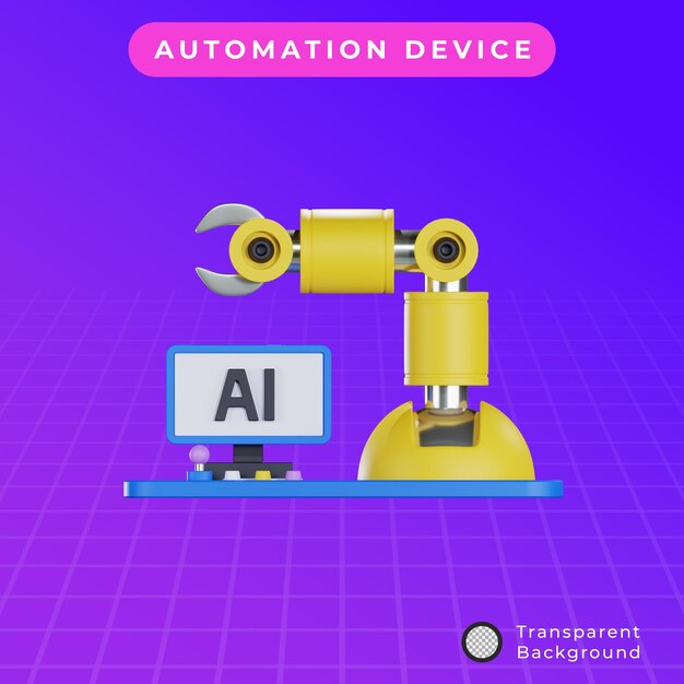 PSD illustration du bras robotique d'automatisation 3d