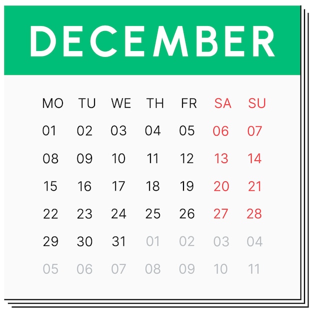 Illustration du calendrier mensuel pour 2025
