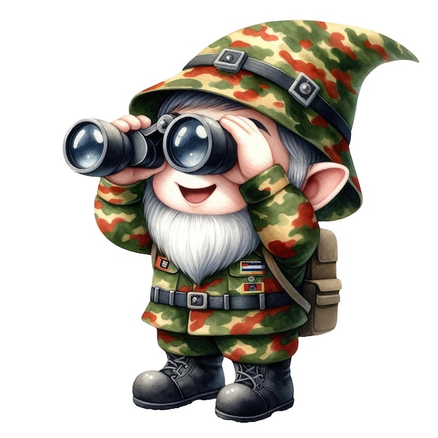 PSD l'illustration du camouflage du soldat de l'armée des gnomes