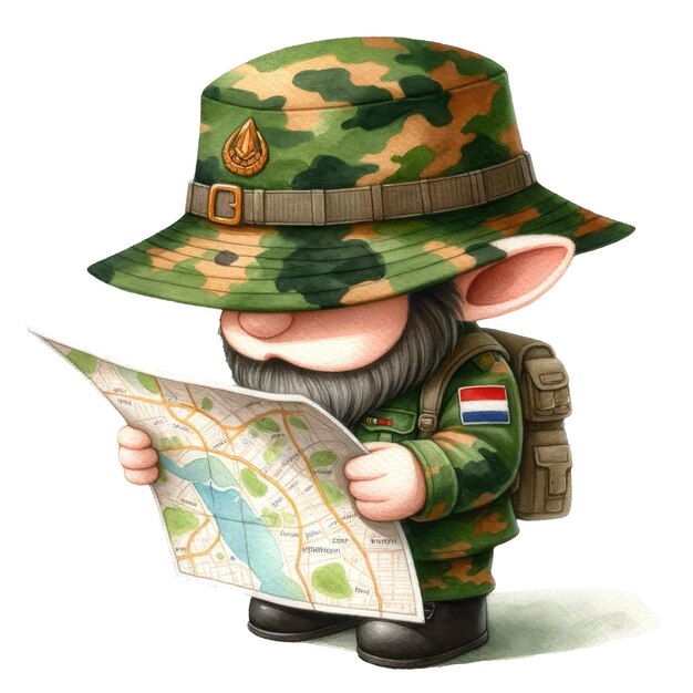 L'illustration Du Camouflage Du Soldat De L'armée Des Gnomes