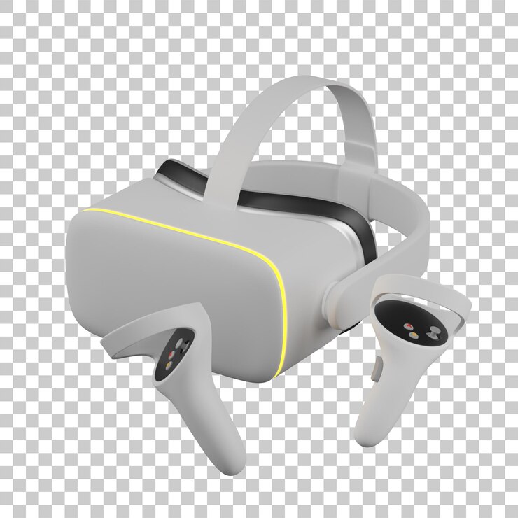 PSD illustration du casque et des contrôleurs de rendu vr 3d
