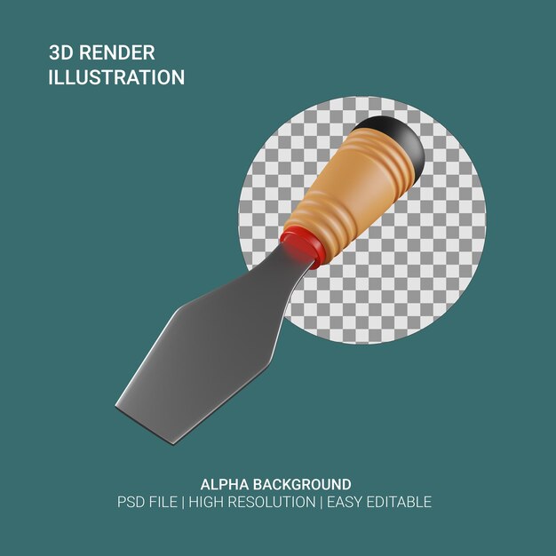 PSD illustration du ciseau de rendu 3d