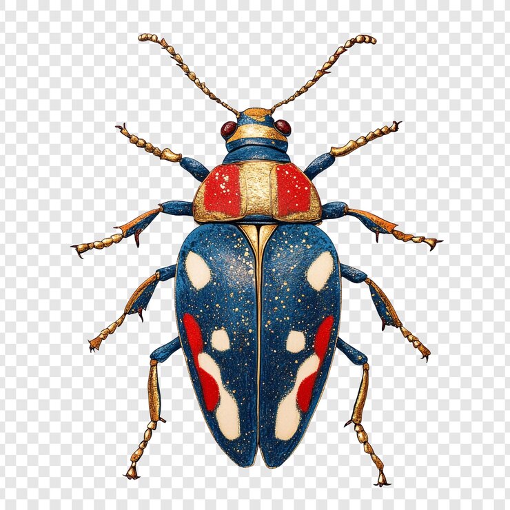 PSD illustration du coléoptère bleu et rouge