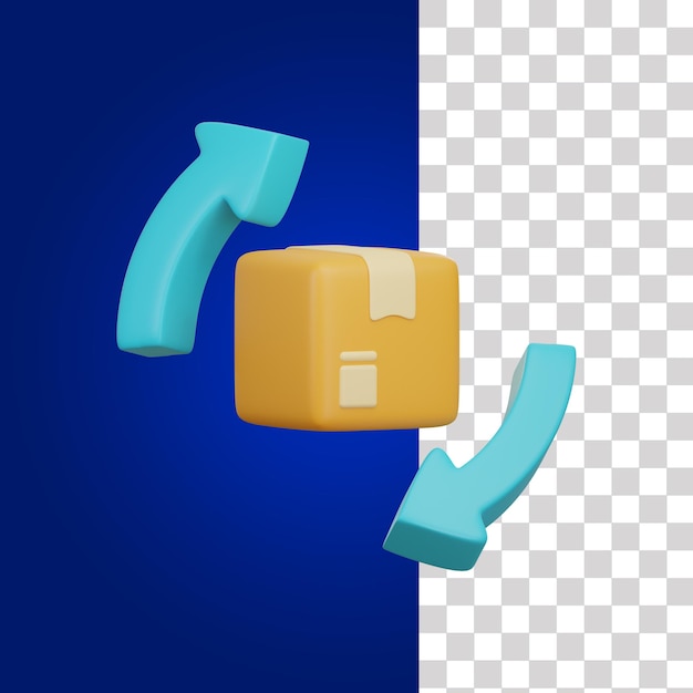 Illustration du colis retourné en 3D