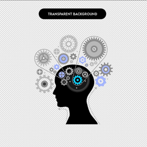 PSD illustration du contour du cerveau 3d le cerveau dans la tête illustration du concept d'organe du cerveau le cerveau et la fusée