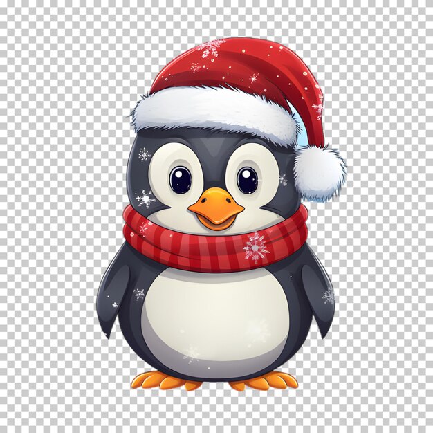 Illustration Du Pingouin De Noël Personnage Isolé Sur Un Fond Transparent