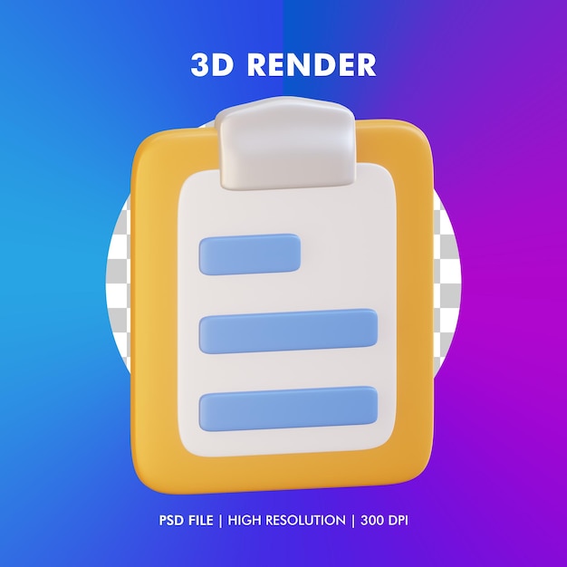 PSD illustration du presse-papiers 3d isolé