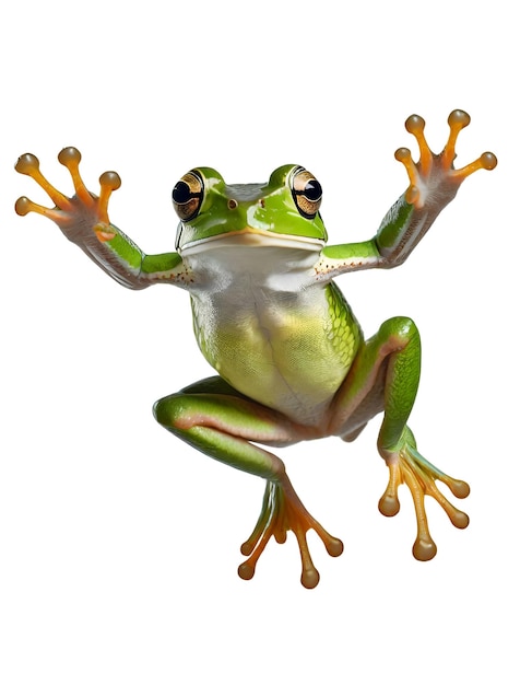 Illustration du saut de la grenouille verte