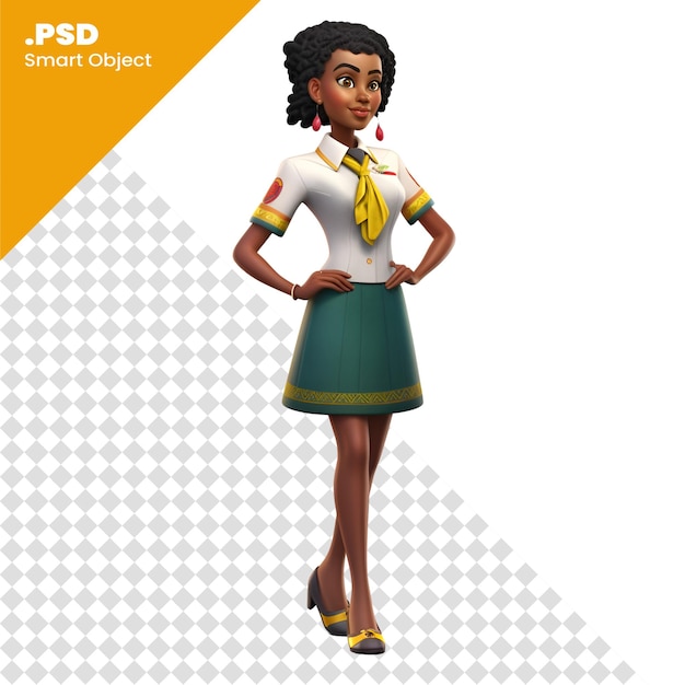 Illustration einer schönen afroamerikanischen frau isoliert auf einem weißen hintergrund psd-vorlage