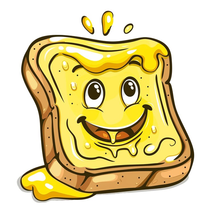PSD illustration eines lächelnden toasts mit honig auf durchsichtigem hintergrund
