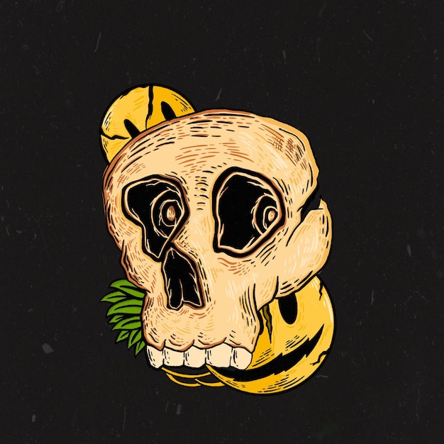 Illustration eines Schädels mit einem versteckten Lächeln